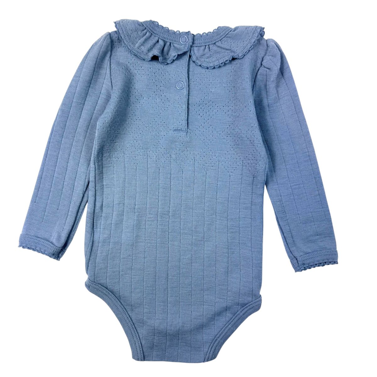 Olivia body I merinoull med rysjekrage | Aqua